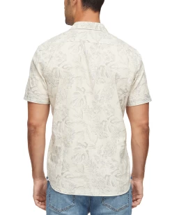 MADEIRA PINEAPPLE PRINT LINEN-BLEND SHIRT (FINAL SALE) -Style Vibe Shop SP22WS132 CREAM BLUE 024 1