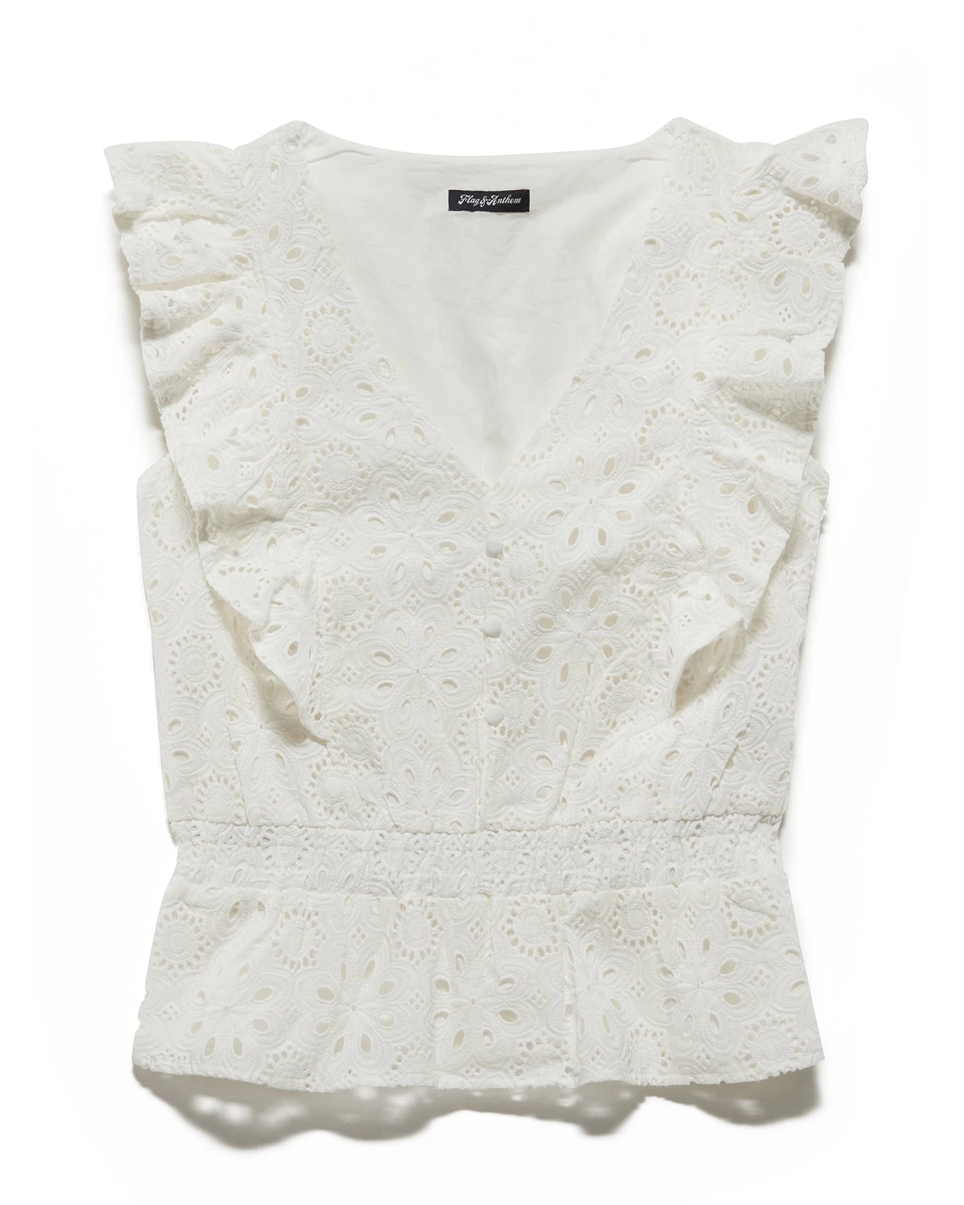 ASHBY EYELET RUFFLED FLUTTER SLEEVE TOP (FINAL SALE) 6 ASHBY EYELET RUFFLED FLUTTER SLEEVE TOP (FINAL SALE) - Image 4