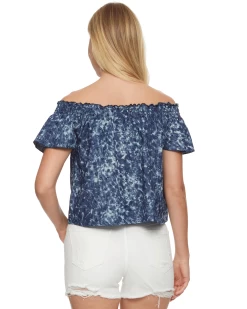 LOMPOC RUFFLE SLEEVE TOP (FINAL SALE) -Style Vibe Shop SP23BL4020W LOMPOC SS RUFFLE TOP BLUE COMBO 009