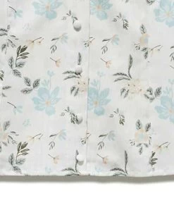 CARY FLORAL PUFF SLEEVE BUTTON-FRONT TOP (FINAL SALE) -Style Vibe Shop SP23BL4023W CARY PUFF SLEEVE BUTTON FRONT TOP WHITE AQUA GREEN 004 2