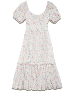 Style Vibe Shop -Style Vibe Shop SP23DR5028W BONFIELD SS FLORAL MIDI DRESS WHITE RED BLUE 011