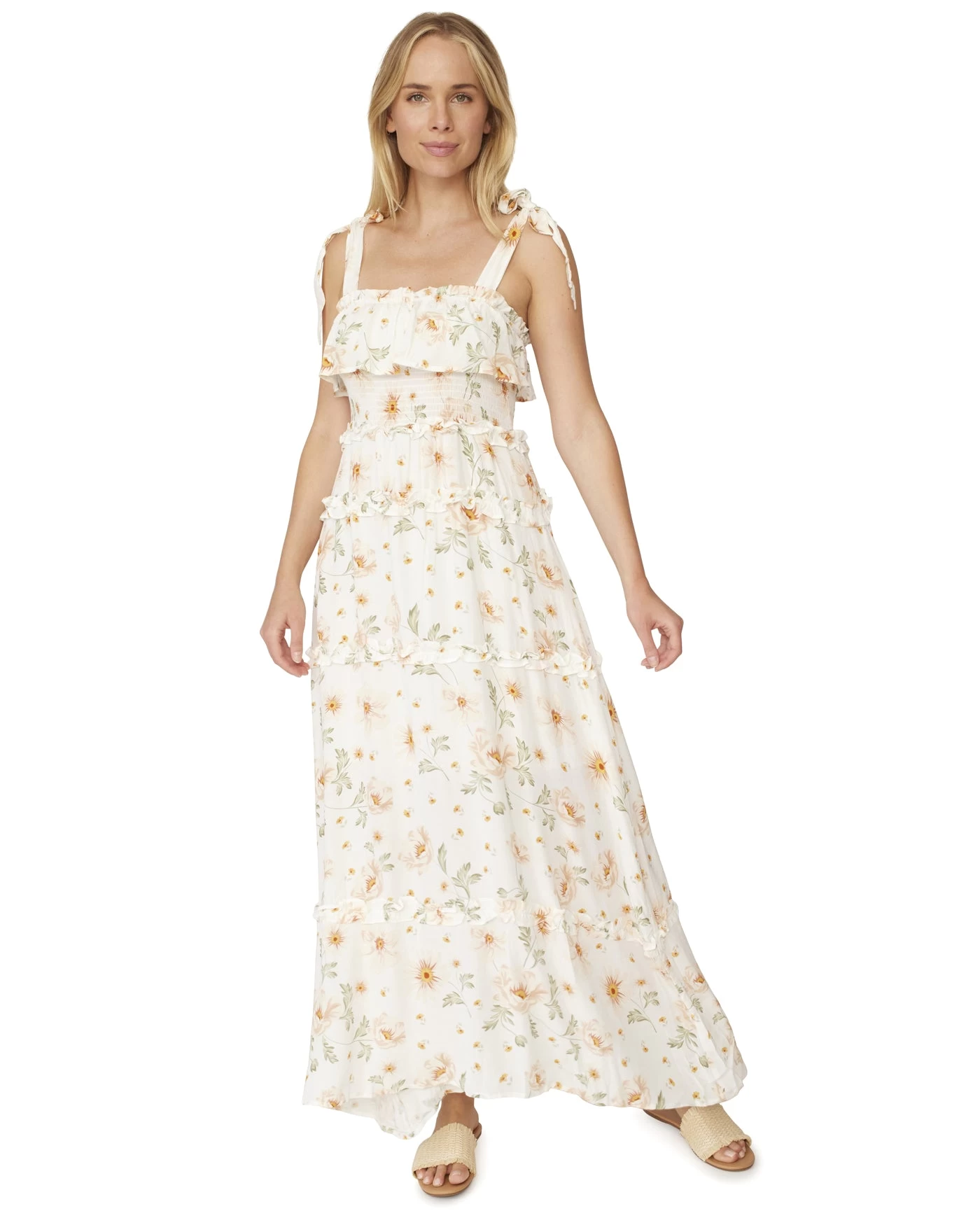 ELSA FLORAL TIE-STRAP SMOCKED MAXI DRESS 4 ELSA FLORAL TIE-STRAP SMOCKED MAXI DRESS - Image 2