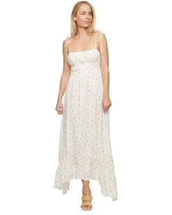 PALOMA FLORAL TIE-STRAP MAXI DRESS 10 PALOMA FLORAL TIE-STRAP MAXI DRESS -Style Vibe Shop SP23DR5056W COWDEN TANK TIE FLORAL MAXI DRESS WHITE PINK YELLOW 017 1