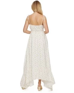 PALOMA FLORAL TIE-STRAP MAXI DRESS 12 PALOMA FLORAL TIE-STRAP MAXI DRESS -Style Vibe Shop SP23DR5056W COWDEN TANK TIE FLORAL MAXI DRESS WHITE PINK YELLOW 030
