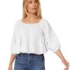 PETALUMA THREE-QUARTER PUFF SLEEVE TIERED TOP (FINAL SALE) -Style Vibe Shop SP23KT7029W WHITE 021