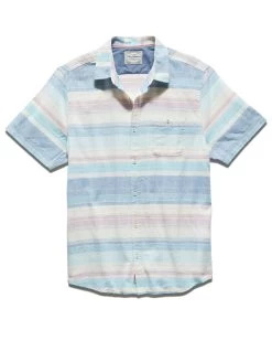 MASON STRIPED LINEN-BLEND SHIRT (FINAL SALE) 6 MASON STRIPED LINEN-BLEND SHIRT (FINAL SALE) -Style Vibe Shop SP23WS1050 MASON SS STRIPED SHIRT BLUE WHITE MAUVE 005