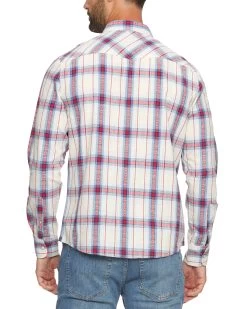 BAINBRIDGE VINTAGE WASHED WESTERN SHIRT -Style Vibe Shop SP23WS1087 BAINBRIDGE LS VINTAGE WASH WESTERN SHIRT RED WHITE NAVY 005