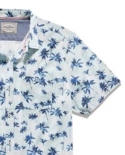 MIAMI PALM PRINT SHIRT (FINAL SALE) 8 MIAMI PALM PRINT SHIRT (FINAL SALE) -Style Vibe Shop SP23WS1101 MIAMI sSS PALM TREE PRINT SHIRT MINT NAVY 005