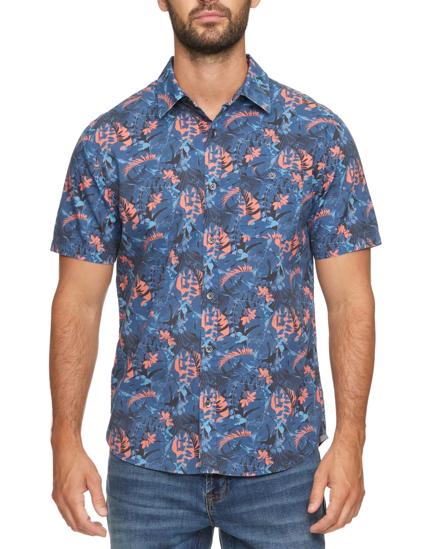 POMPANO VINTAGE WASHED TROPICAL PRINT SHIRT (FINAL SALE) 3 POMPANO VINTAGE WASHED TROPICAL PRINT SHIRT (FINAL SALE)