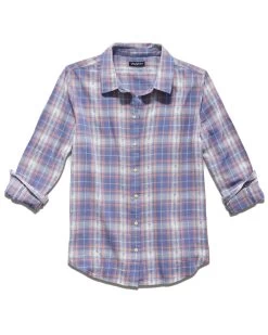 HARLEIGH VINTAGE WASHED SHIRT -Style Vibe Shop SP23WS1186W HARLEIGH LS PLAID SHIRT PINK LIGHT BLUE 004