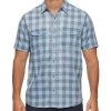 CABOT VINTAGE SOFT SHIRT -Style Vibe Shop SP23WS1238 CABOT SS VINTAGE WASH GINGHAM SHIRT CHARCOAL BLACK 004